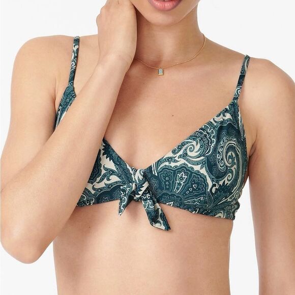 J Crew Two-Piece Bikini Swimsuit in Ratti Midnight Paisley | Sz L - Picture 8 of 9